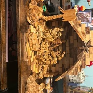 15 pieces Olive wood Nativity set made in Bethlehem Grade B